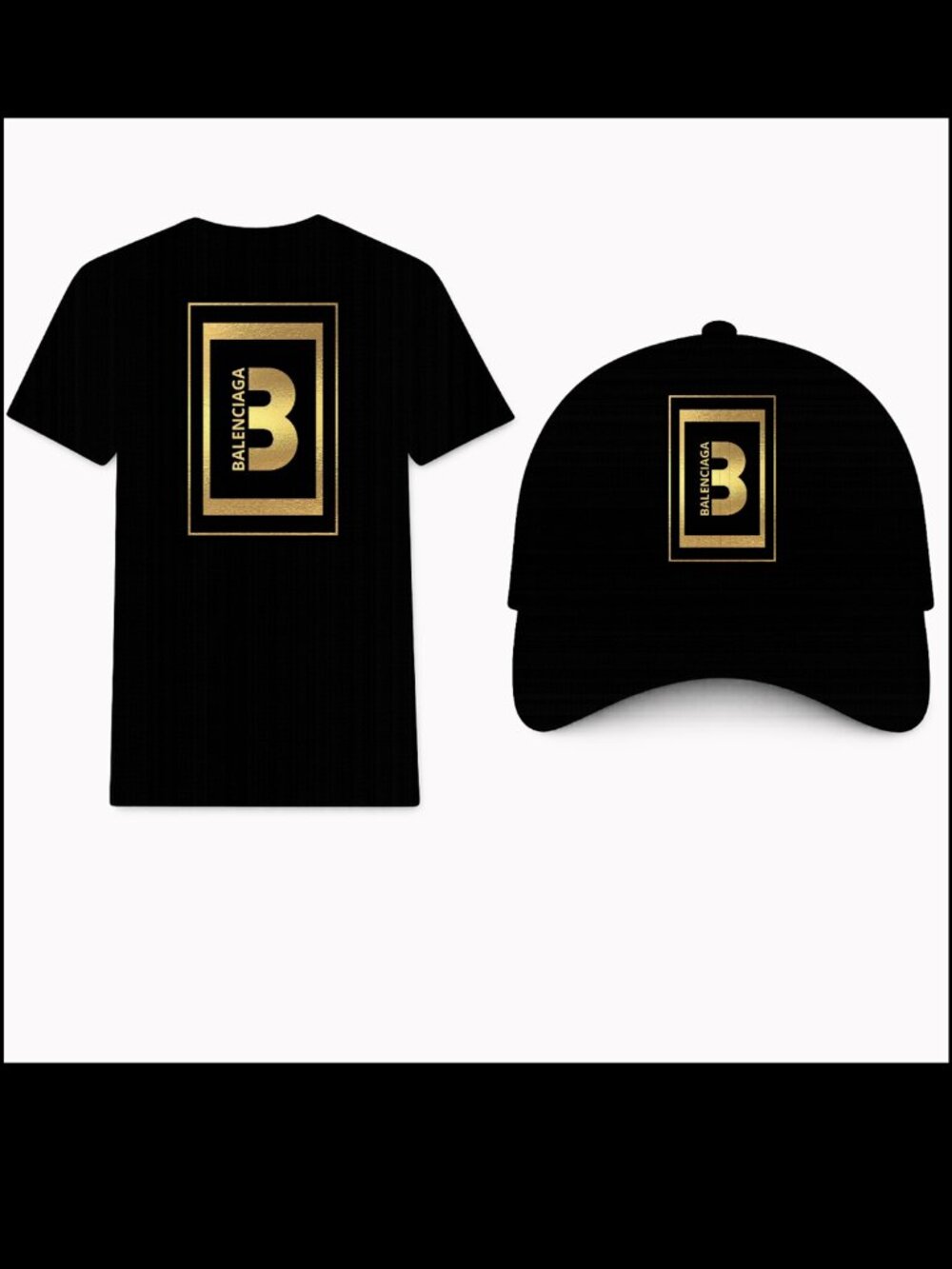 Men/Women XL Casual Black and gold T-Shirt and Hat